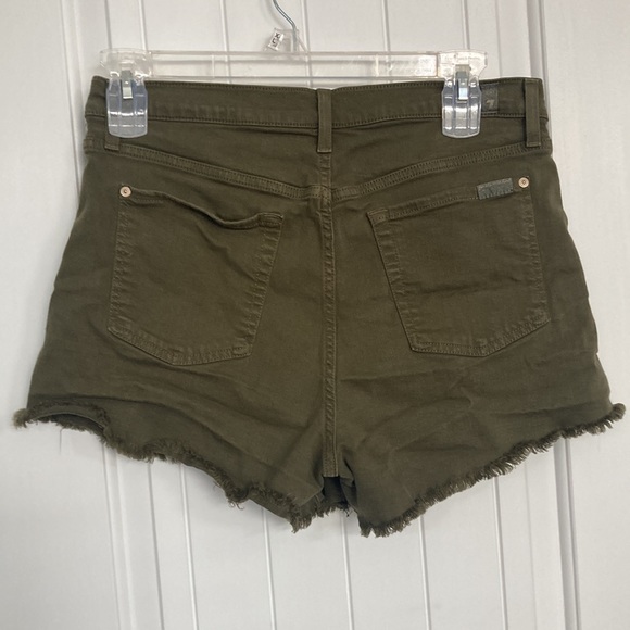 Seven 7 For All Mankind Shorts Army Green Denim Sz 32 - Picture 3 of 6
